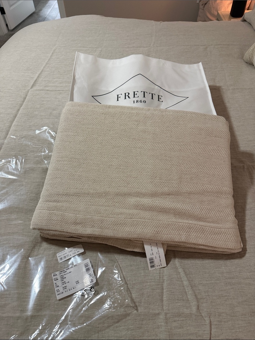 Frette Beige Herringbone Blanket